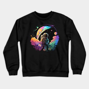 Astronaut in Space Colorful Vibrant Psychedelic Crewneck Sweatshirt